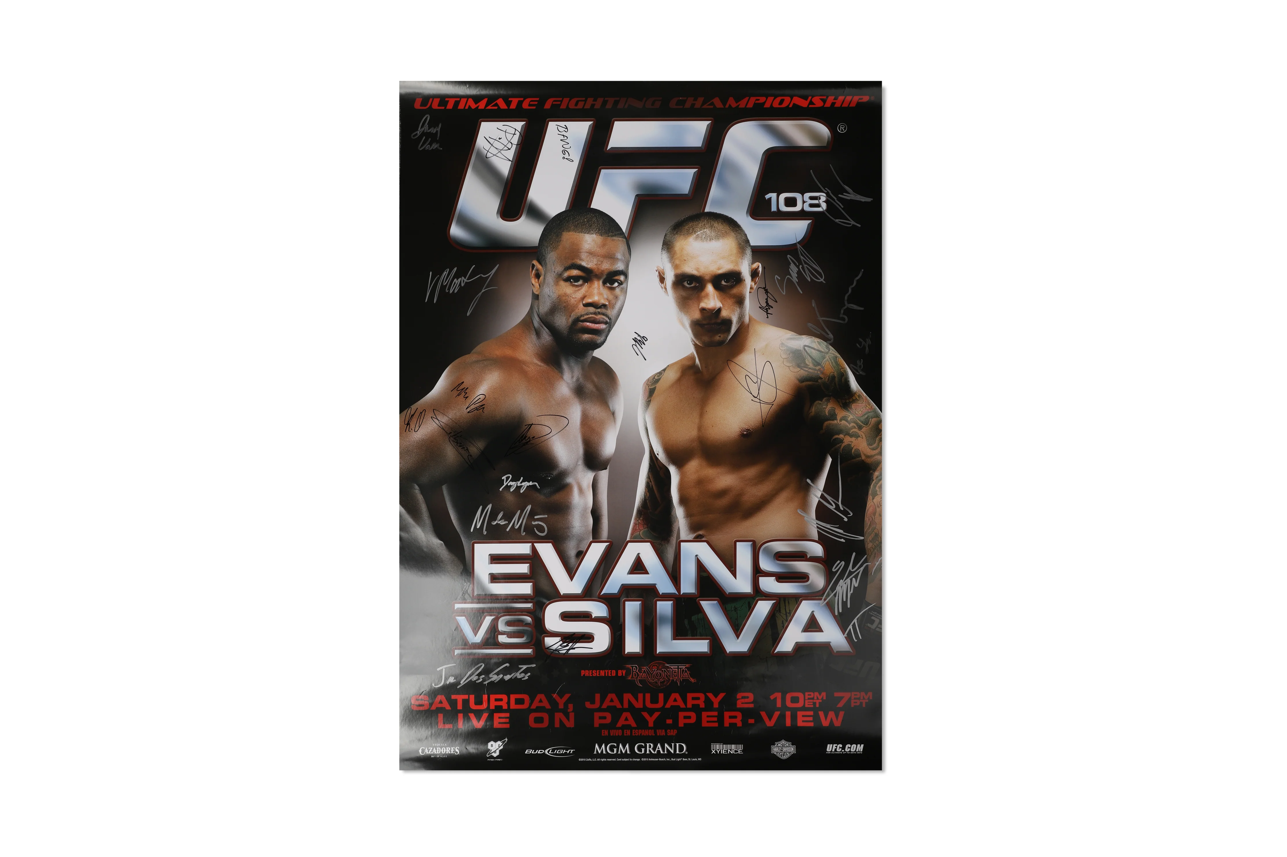 UFC 108: Evans vs Silva Autographed Event Poster - Image 3