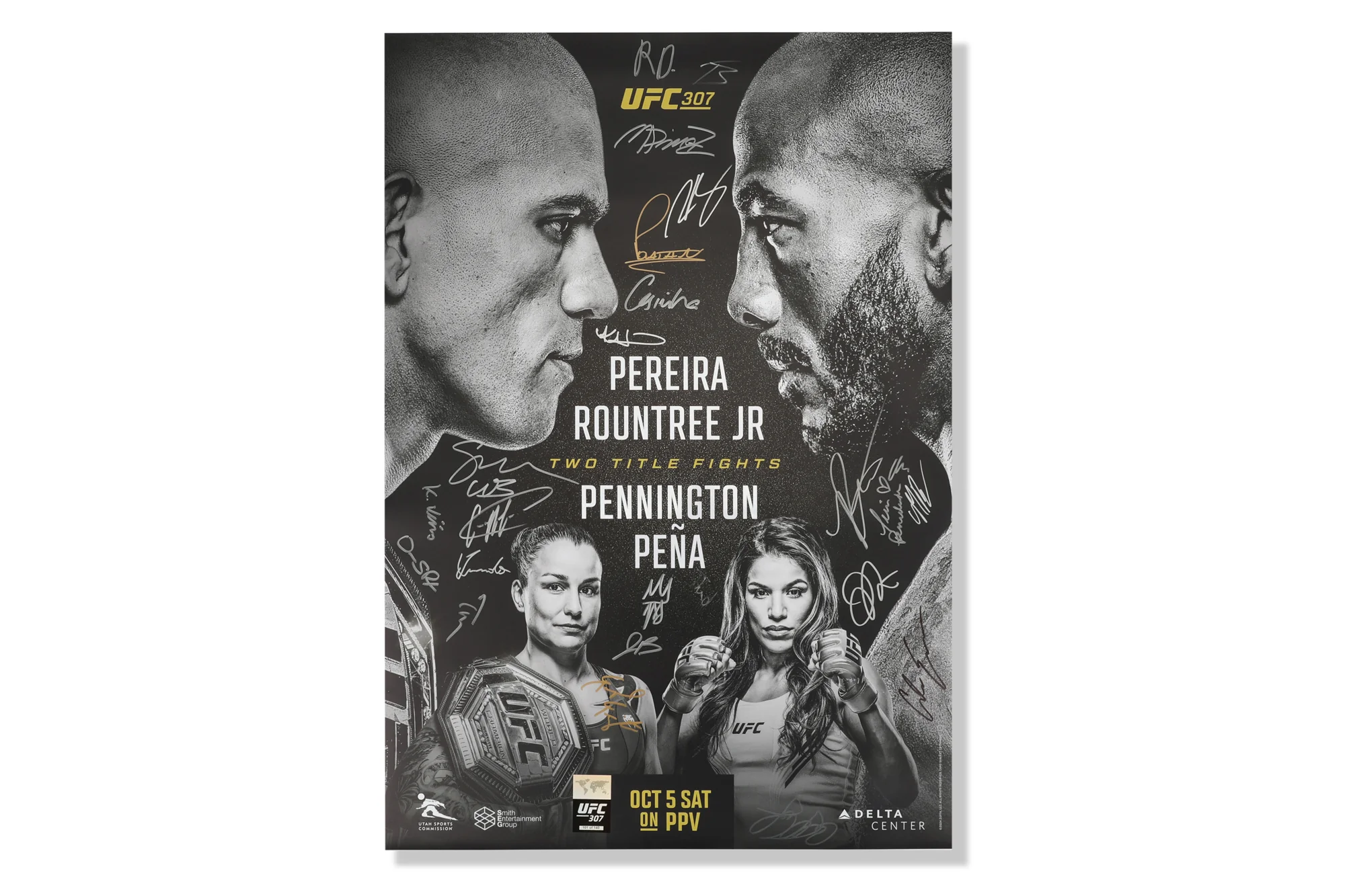 UFC 307: Pereira vs Rountree Jr Autographed Event Poster - Image 6