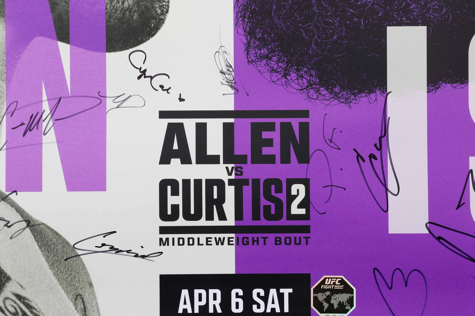 UFC Fight Night: Allen vs Curtis 2 Autographed Event Poster - Image 4