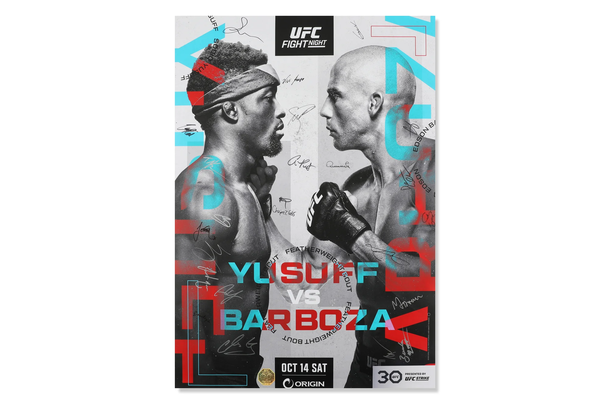 UFC Fight Night: Yusuff vs Barboza Autographed Event Poster - Image 3